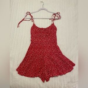 Sundae Muse Red Floral Romper Dress